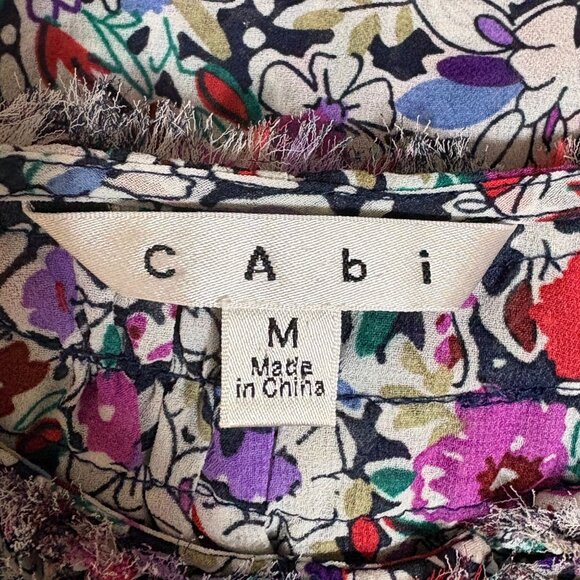 CAbi Liberty Floral Ruffle Neck Keyhole Sleeveless Blouse Top Medium - Picture 6 of 6